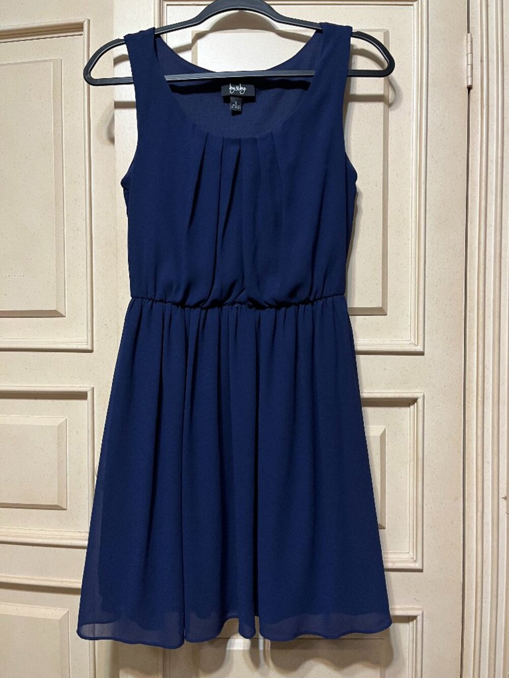 By&By Navy Blue Chiffon Sleeveless Dress – Size Small